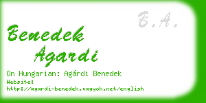 benedek agardi business card