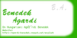 benedek agardi business card